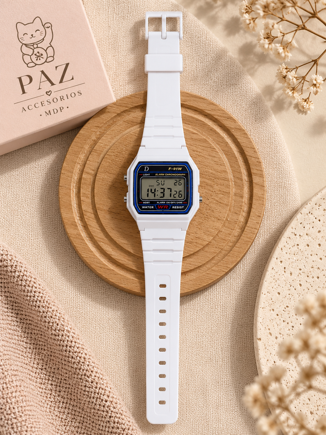 ChatGPT Image 21 sept 2026, 18_40_58 Reloj Digital Retro Blanco - Imagen 1